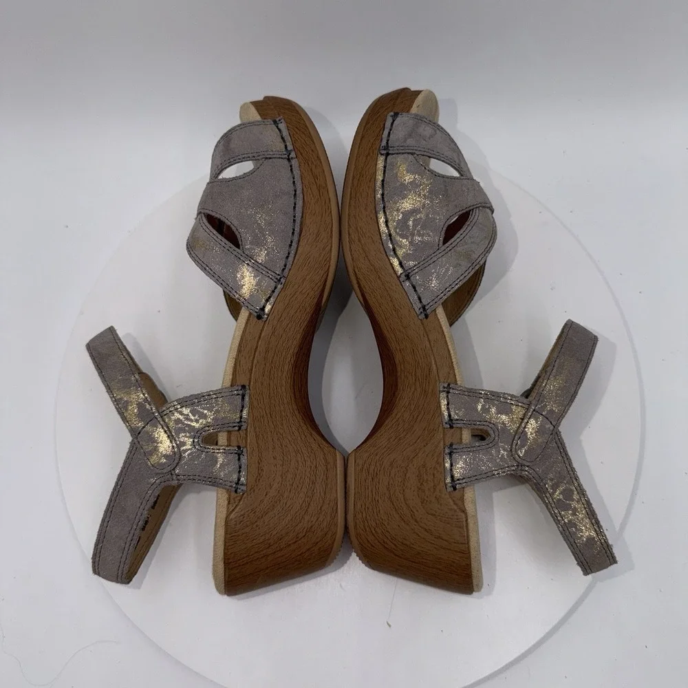 Dansko Season Slingback Sandals Silver Metallic Leather Women's Size 39/9